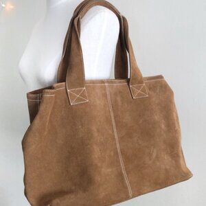 Eddie Bauer Tan Genuine Leather Suede Large Shoulder Bag